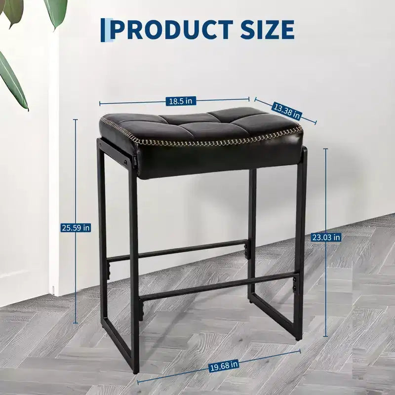 Tabouret de comptoir noir sans dossier, 1 place
