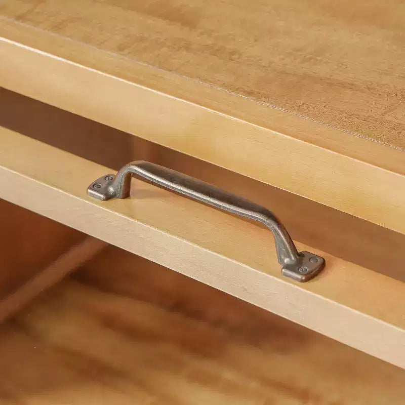 Bahut vitré 4 portes en chêne naturel, style scandinave moderne du milieu du siècle