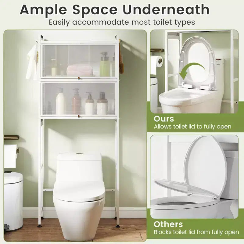 Meuble de rangement pour toilettes noir/blanc avec 2 armoires à abattant et 4 crochets, utilisation par 1 personne