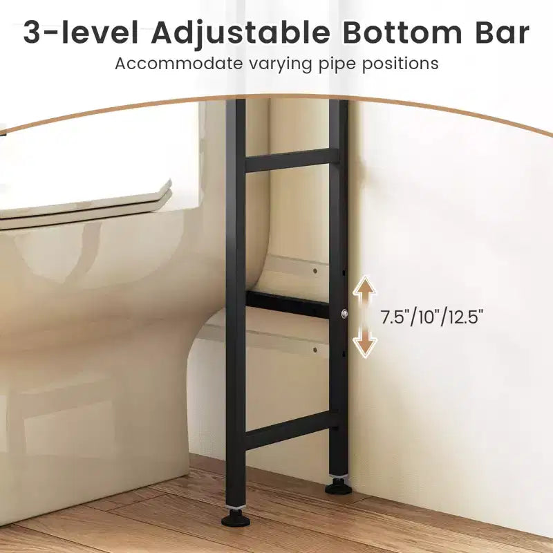 Meuble de rangement pour toilettes noir/blanc avec 2 armoires à abattant et 4 crochets, utilisation par 1 personne