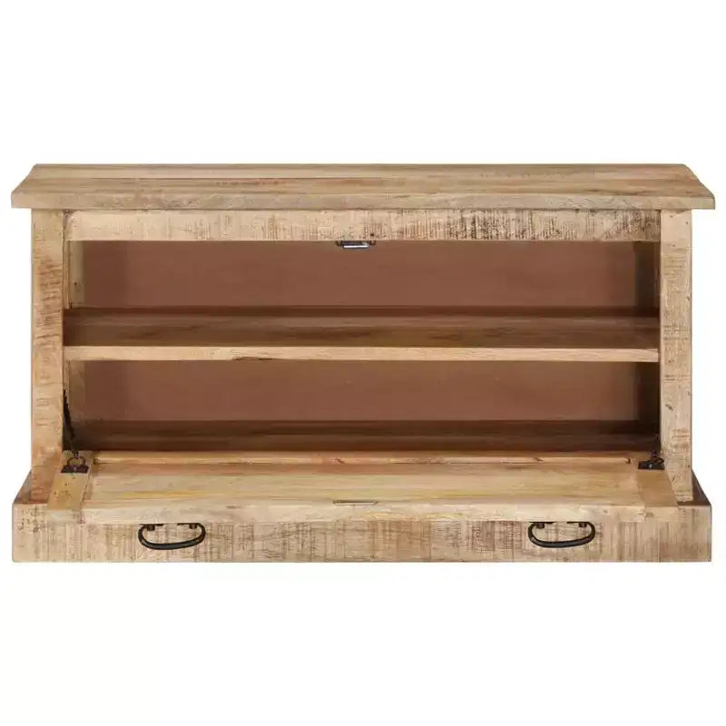 Banc de rangement à chaussures 1 place en bois de manguier massif marron