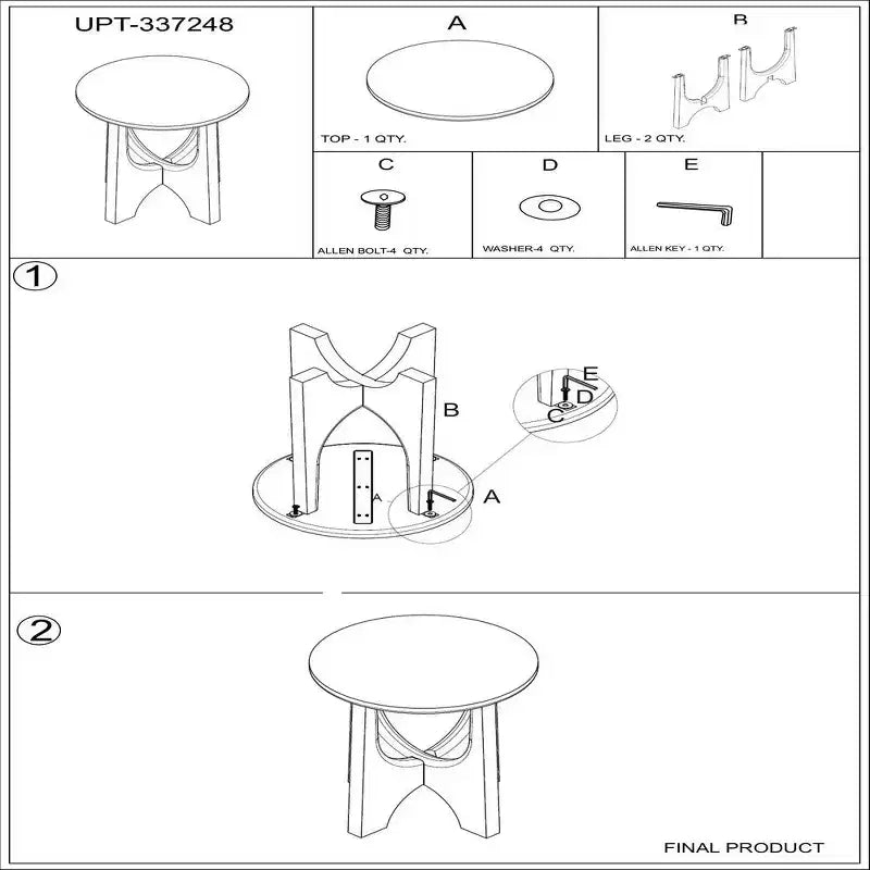 Table d'appoint ronde noire, pieds incurvés, usage individuel, bois de manguier, 50 cm