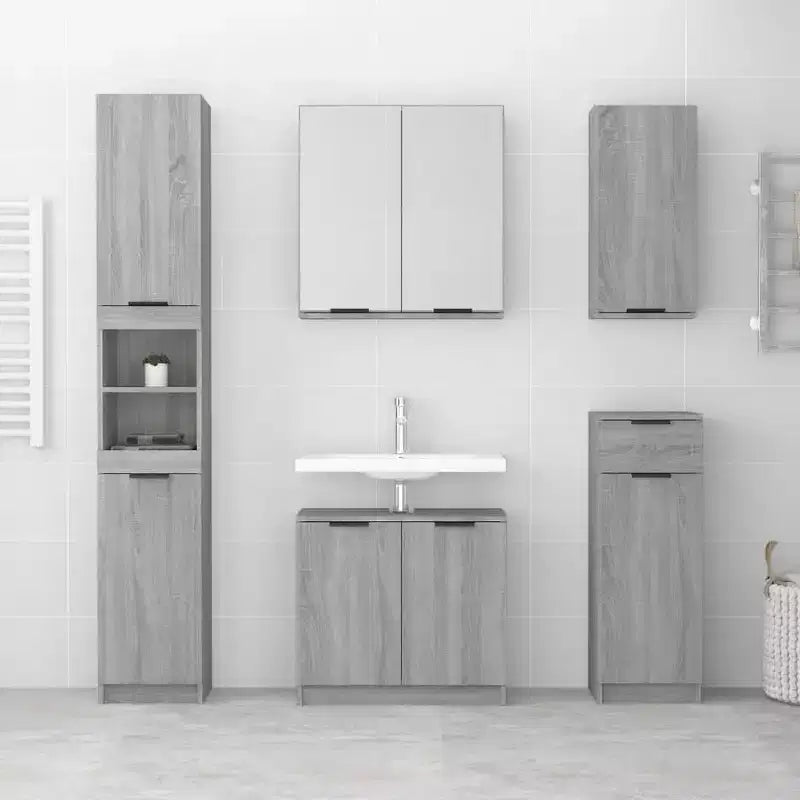 Meuble sous-lavabo mural gris Sonoma à porte unique