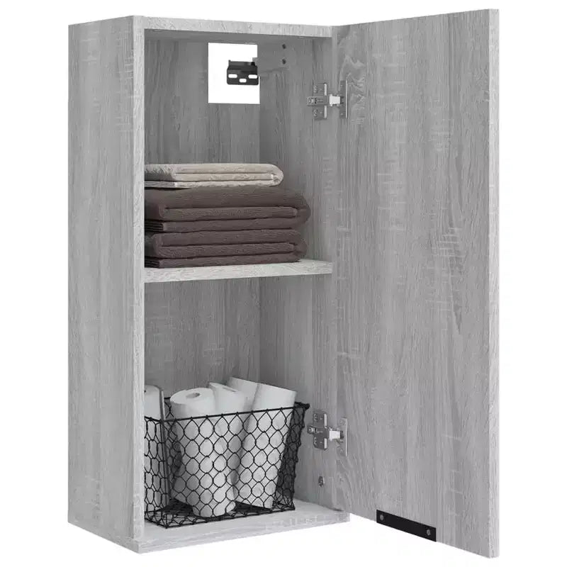 Meuble sous-lavabo mural gris Sonoma à porte unique