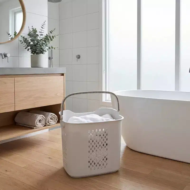 Trieur à linge roulant blanc à 4 niveaux avec paniers amovibles et roues – Pour usage familial