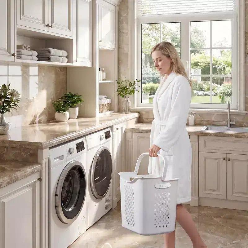 Trieur à linge roulant blanc à 4 niveaux avec paniers amovibles et roues – Pour usage familial