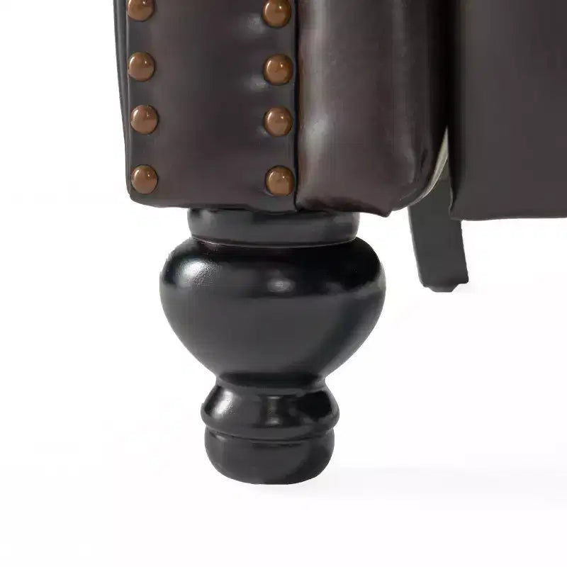 Fauteuil club inclinable en cuir reconstitué marron, dossier à oreilles, 1 place