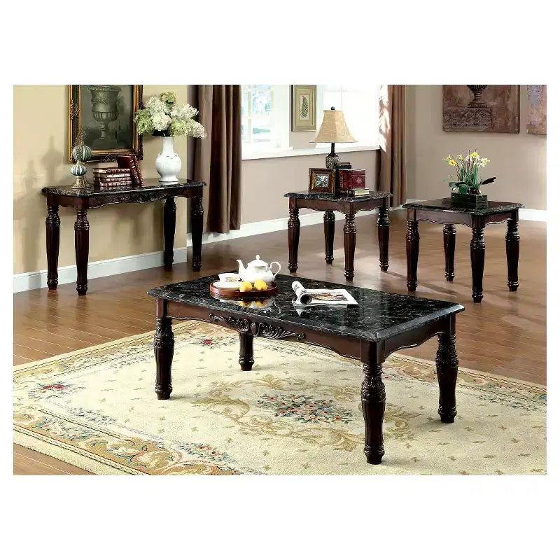 Console en faux marbre marron et noir, style traditionnel, 1 pièce