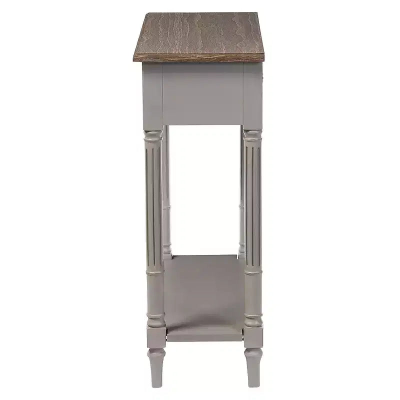Console de style provincial français blanc et brun clair avec tiroir, 1 personne