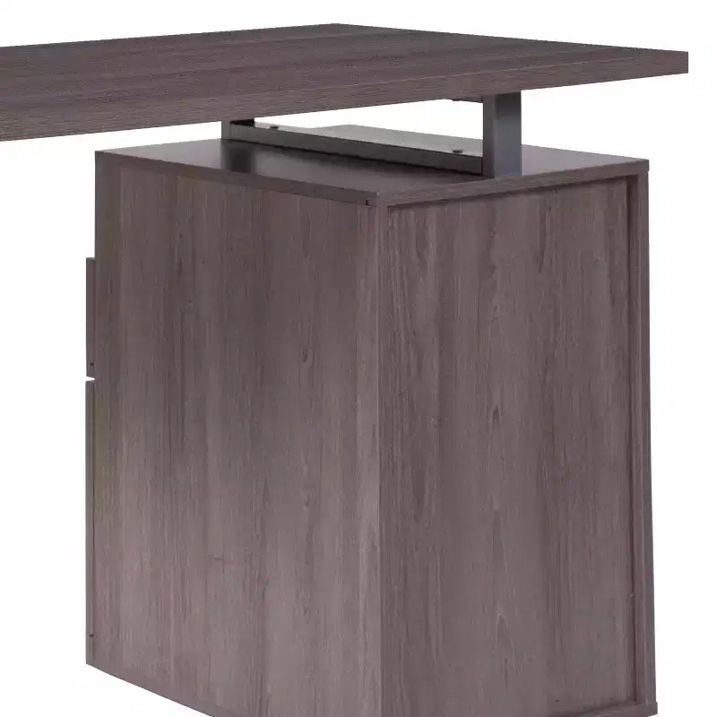 Bureau d'ordinateur à grain de bois avec 2 tiroirs et cadre en métal – Frêne foncé/clair, Simple