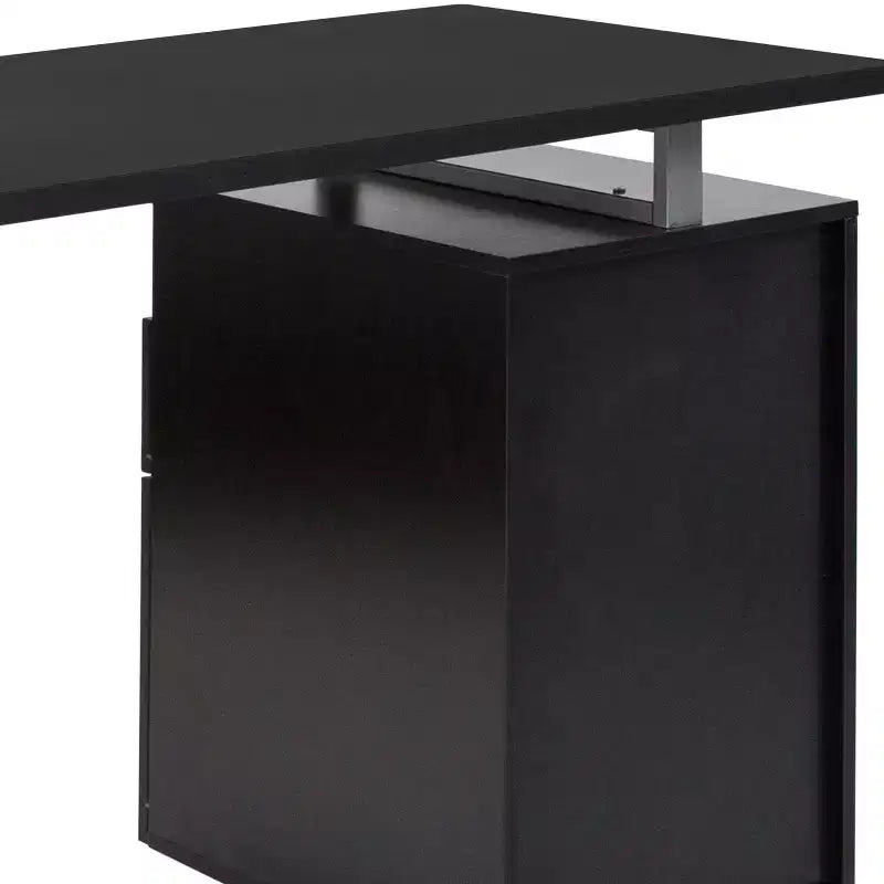 Bureau d'ordinateur à grain de bois avec 2 tiroirs et cadre en métal – Frêne foncé/clair, Simple