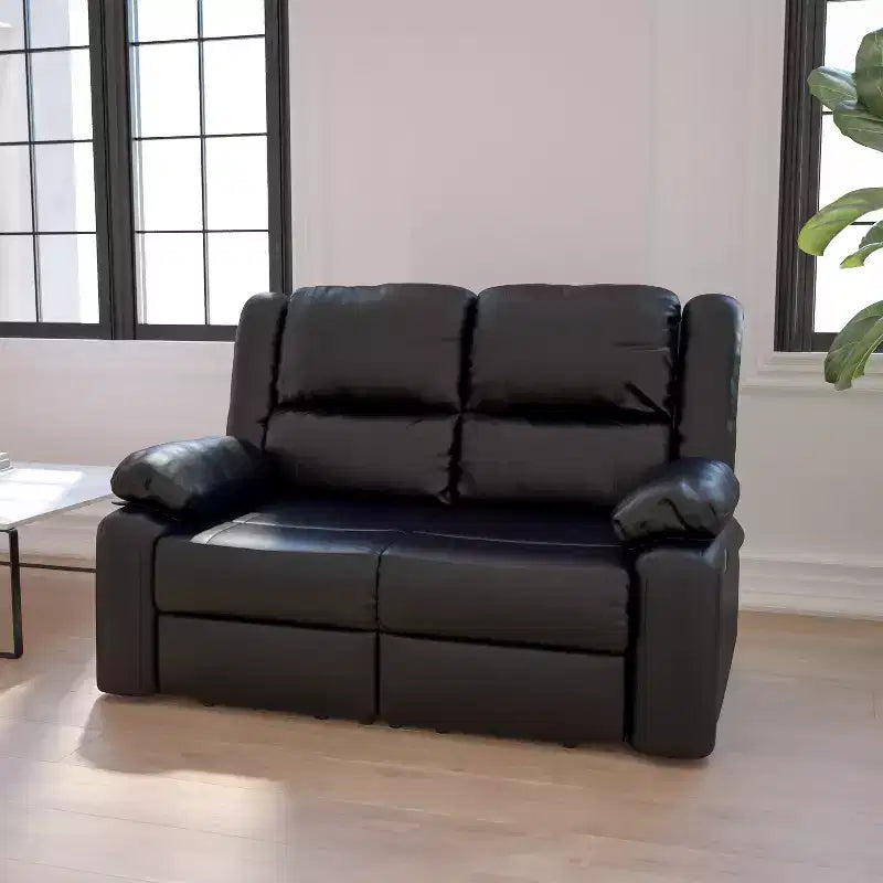 Causeuse inclinable en similicuir noir/marron et microfibre pour 2 personnes