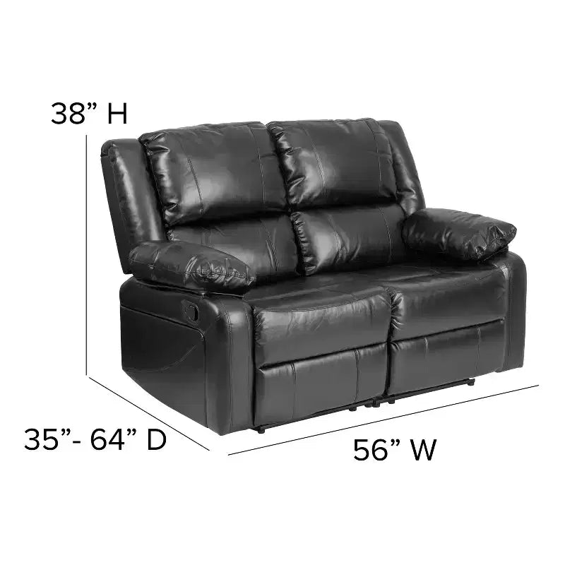 Causeuse inclinable en similicuir noir/marron et microfibre pour 2 personnes