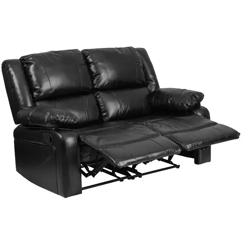 Causeuse inclinable en similicuir noir/marron et microfibre pour 2 personnes