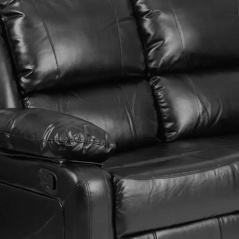 Causeuse inclinable en similicuir noir/marron et microfibre pour 2 personnes