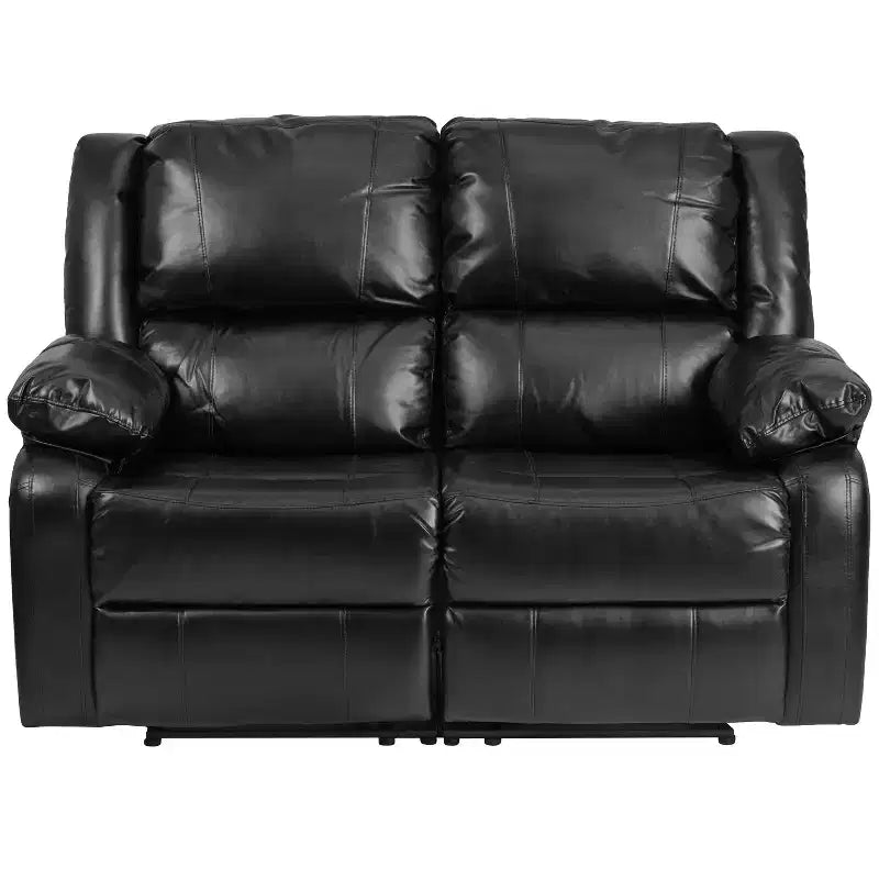 Causeuse inclinable en similicuir noir/marron et microfibre pour 2 personnes