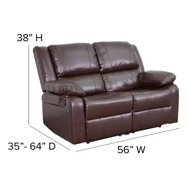 Causeuse inclinable en similicuir noir/marron et microfibre pour 2 personnes
