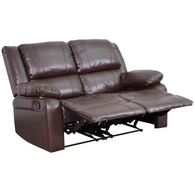 Causeuse inclinable en similicuir noir/marron et microfibre pour 2 personnes