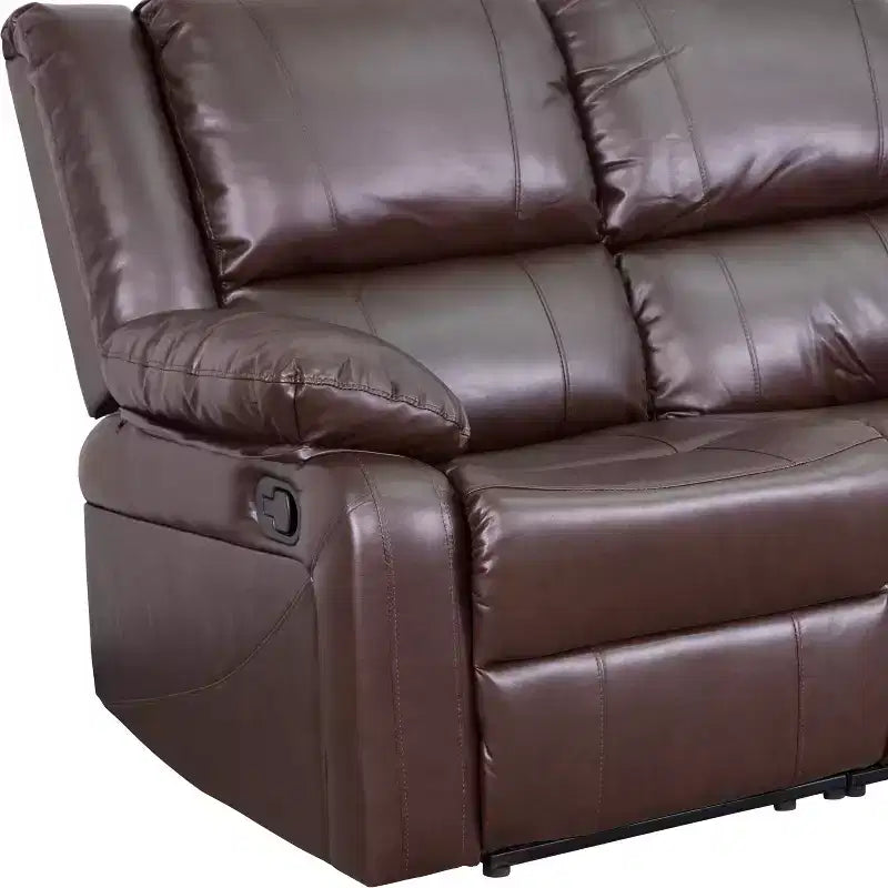 Causeuse inclinable en similicuir noir/marron et microfibre pour 2 personnes
