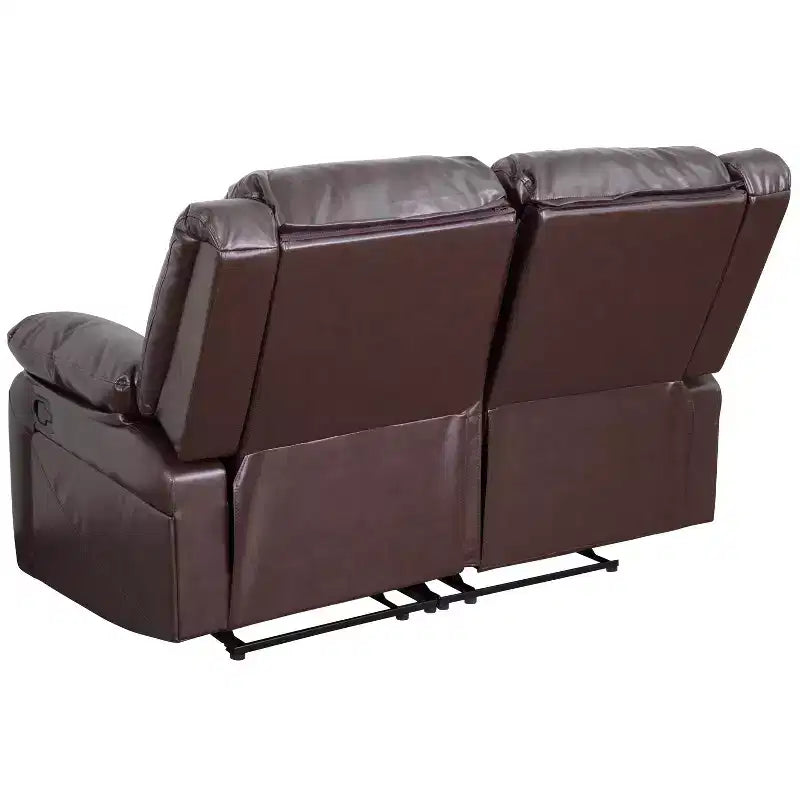 Causeuse inclinable en similicuir noir/marron et microfibre pour 2 personnes