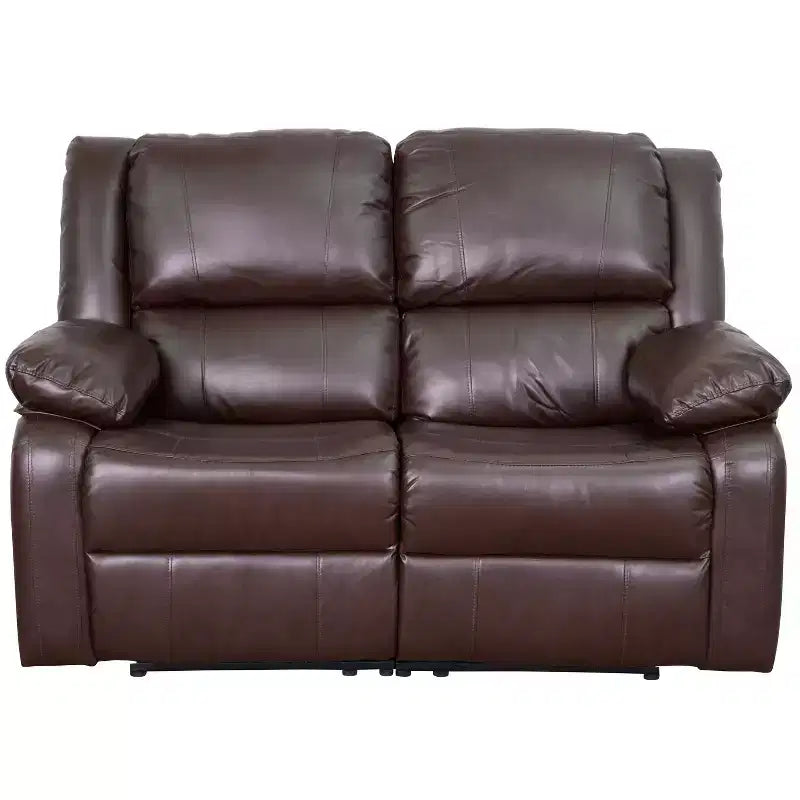 Causeuse inclinable en similicuir noir/marron et microfibre pour 2 personnes