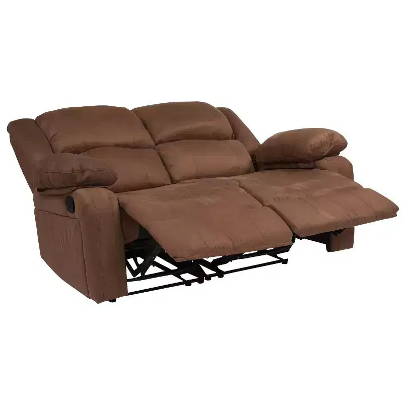 Causeuse inclinable en similicuir noir/marron et microfibre pour 2 personnes