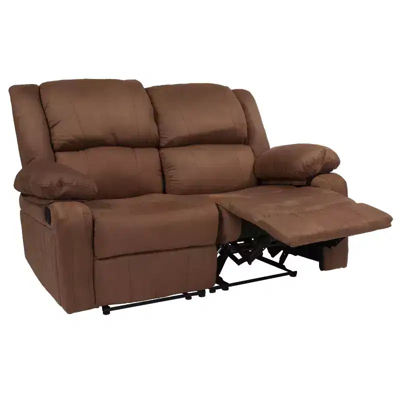 Causeuse inclinable en similicuir noir/marron et microfibre pour 2 personnes