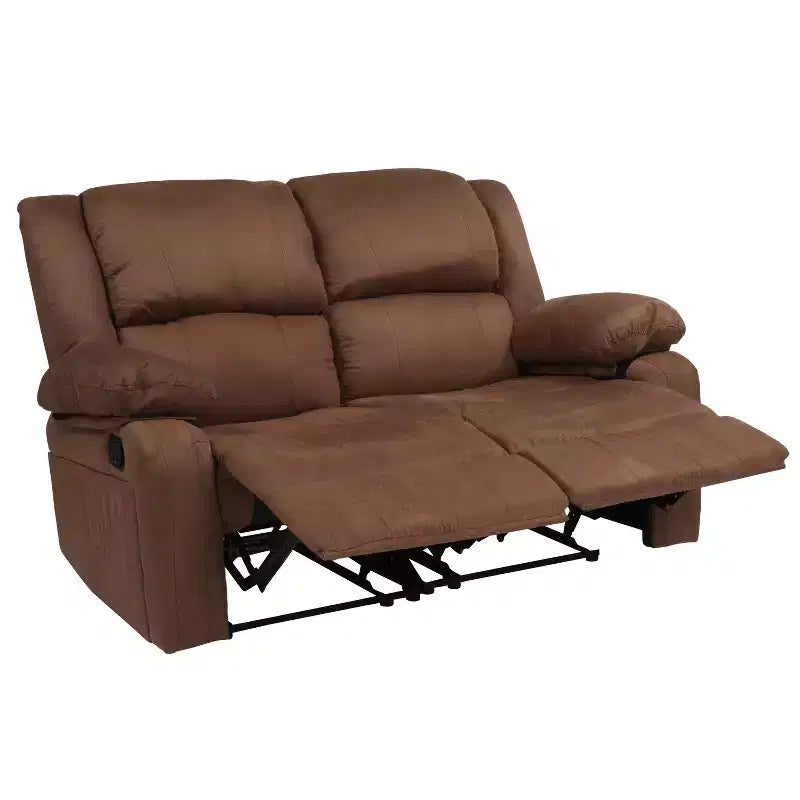 Causeuse inclinable en similicuir noir/marron et microfibre pour 2 personnes