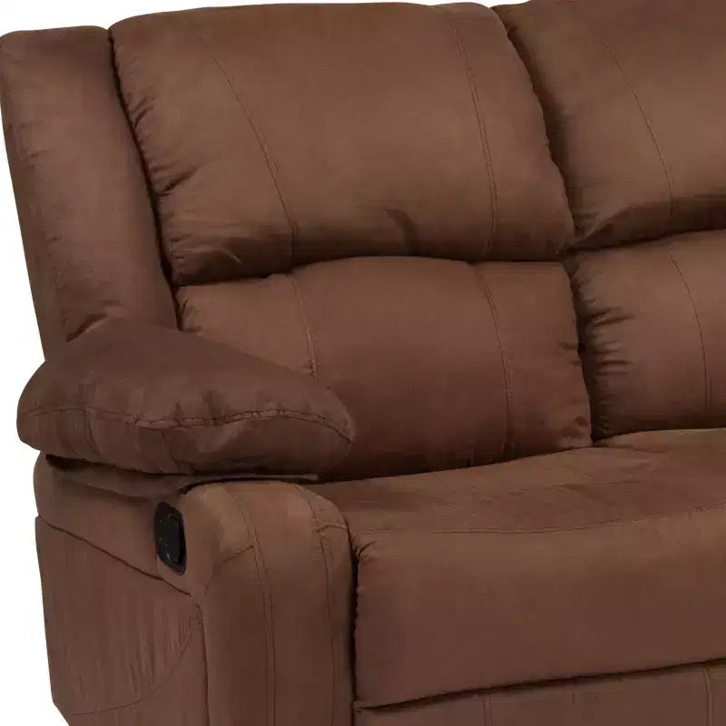 Causeuse inclinable en similicuir noir/marron et microfibre pour 2 personnes