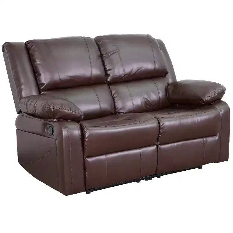 Causeuse inclinable en similicuir noir/marron et microfibre pour 2 personnes