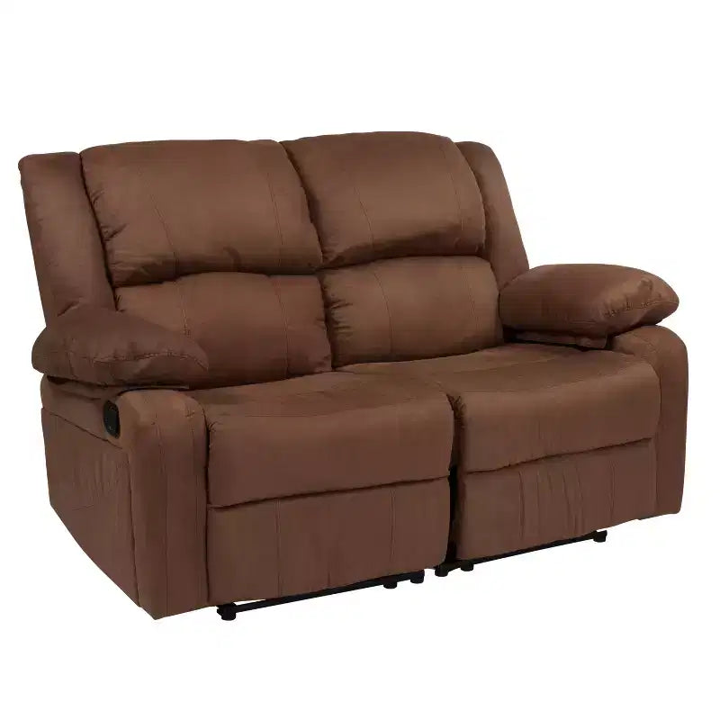 Causeuse inclinable en similicuir noir/marron et microfibre pour 2 personnes