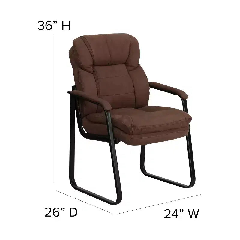 Chaise visiteur en microfibre avec accoudoirs fixes et piètement luge, 1 place