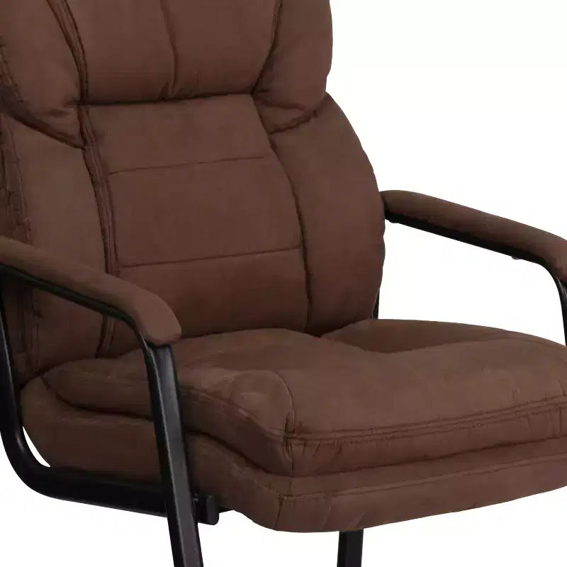 Chaise visiteur en microfibre avec accoudoirs fixes et piètement luge, 1 place