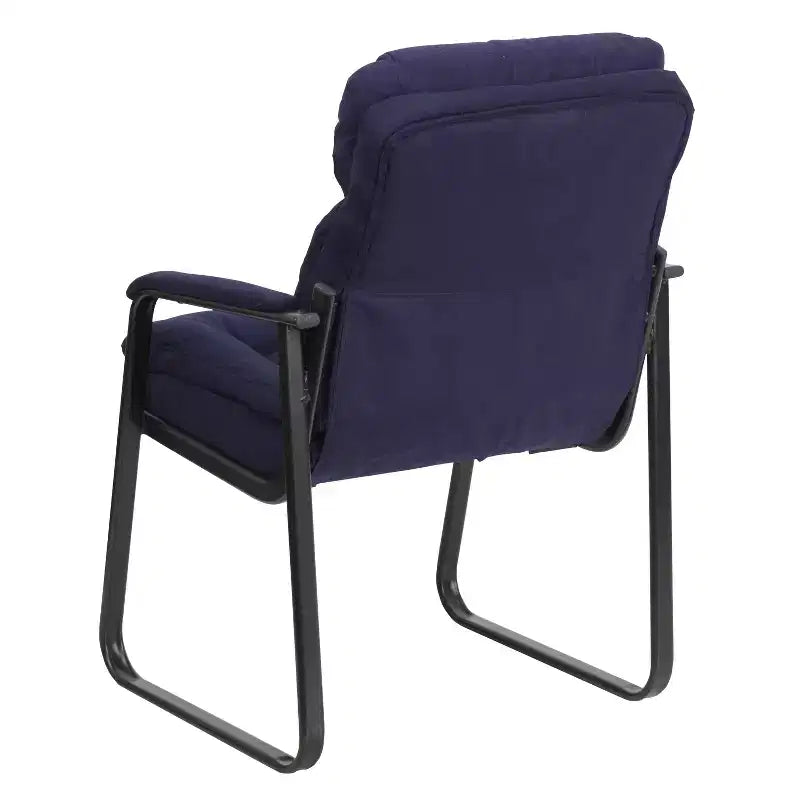 Chaise visiteur en microfibre avec accoudoirs fixes et piètement luge, 1 place