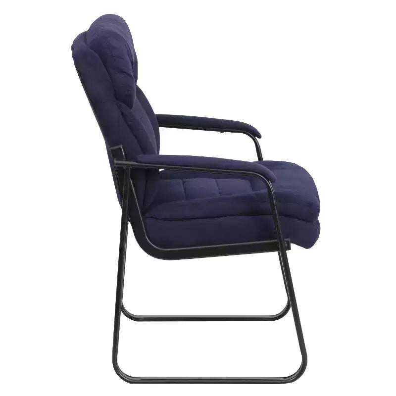 Chaise visiteur en microfibre avec accoudoirs fixes et piètement luge, 1 place