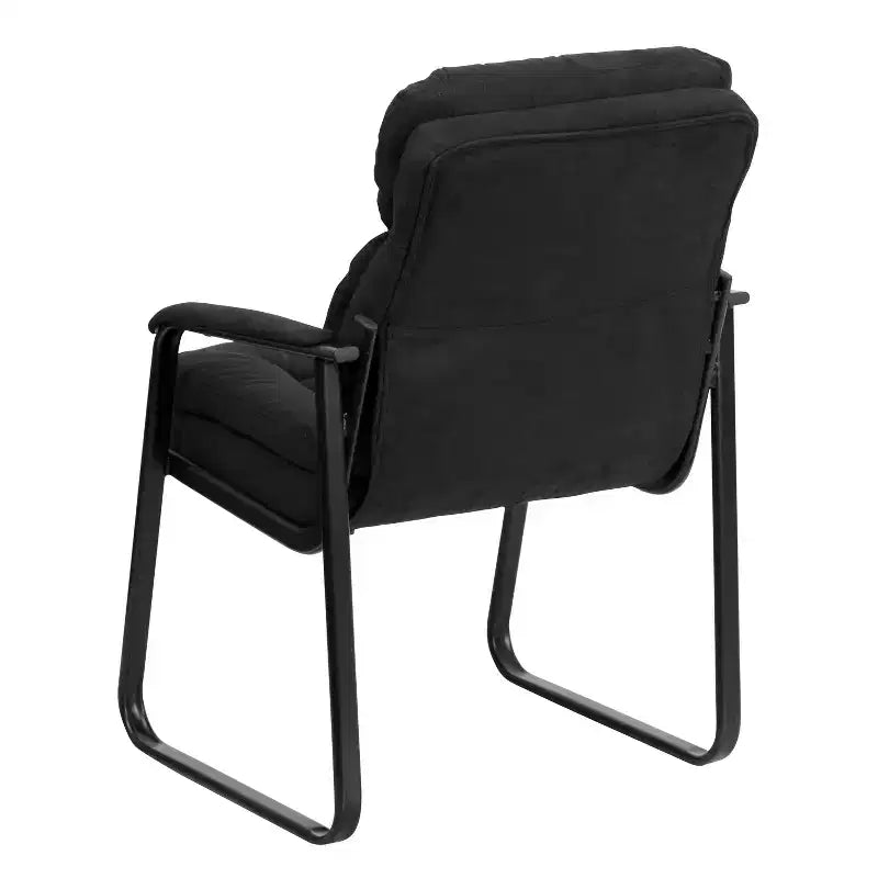 Chaise visiteur en microfibre avec accoudoirs fixes et piètement luge, 1 place