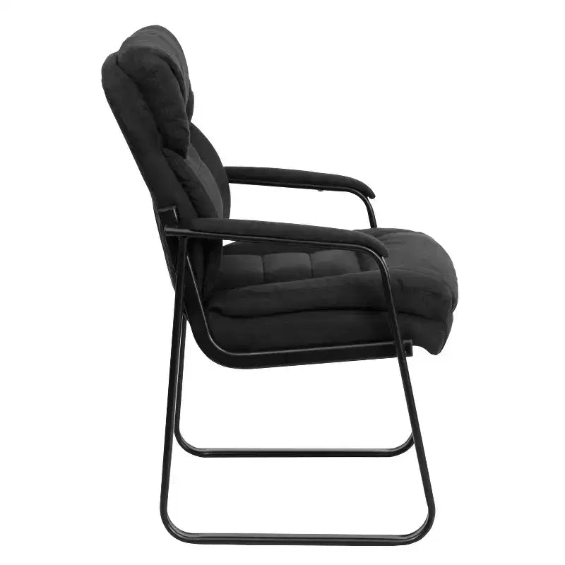 Chaise visiteur en microfibre avec accoudoirs fixes et piètement luge, 1 place