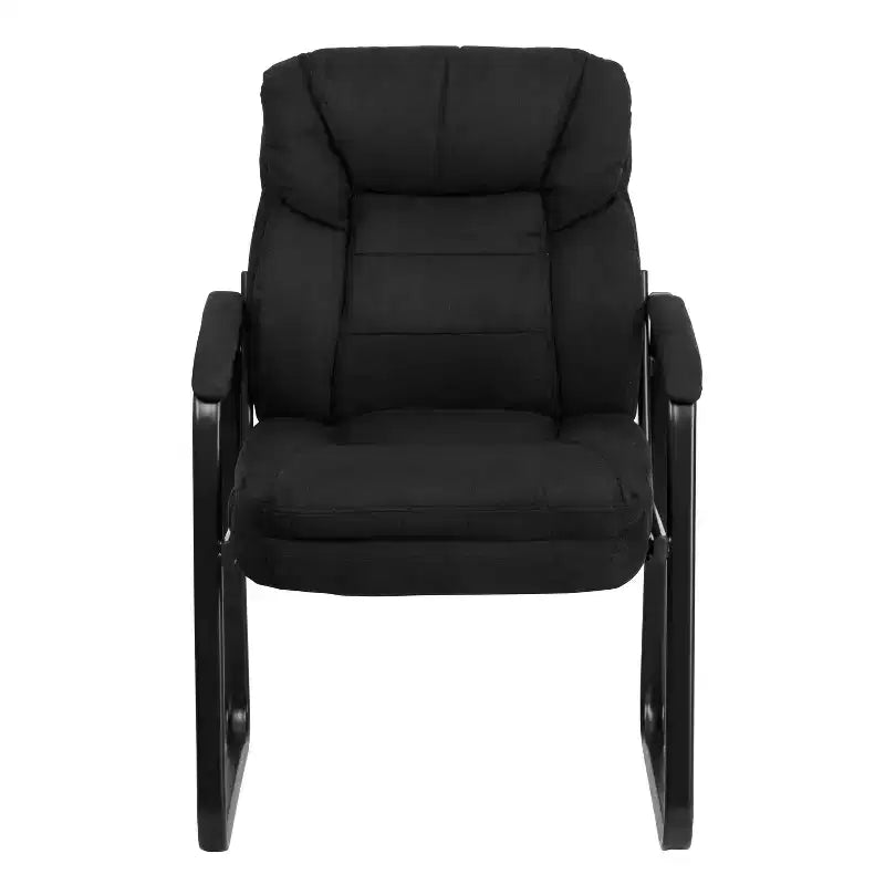 Chaise visiteur en microfibre avec accoudoirs fixes et piètement luge, 1 place