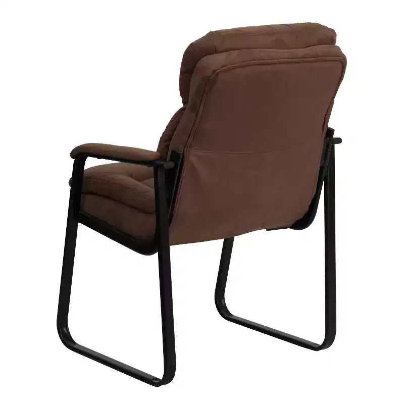Chaise visiteur en microfibre avec accoudoirs fixes et piètement luge, 1 place