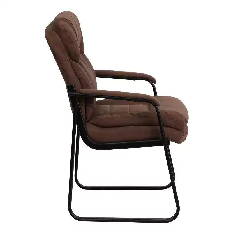 Chaise visiteur en microfibre avec accoudoirs fixes et piètement luge, 1 place