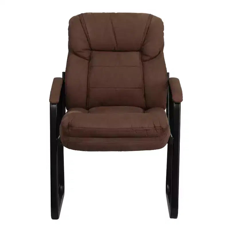 Chaise visiteur en microfibre avec accoudoirs fixes et piètement luge, 1 place