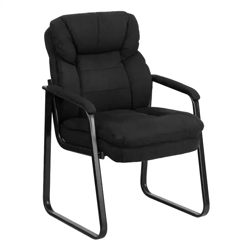 Chaise visiteur en microfibre avec accoudoirs fixes et piètement luge, 1 place