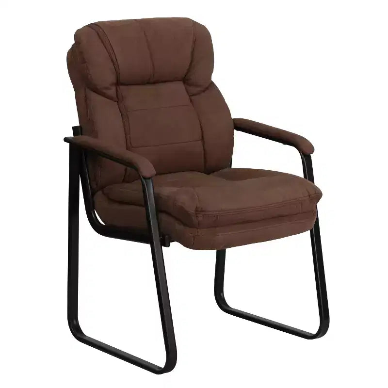 Chaise visiteur en microfibre avec accoudoirs fixes et piètement luge, 1 place