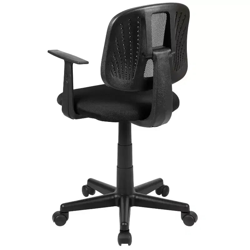 Fauteuil de bureau pivotant noir/gris/blanc en maille mi-dossier avec accoudoirs fixes, pour 1 personne