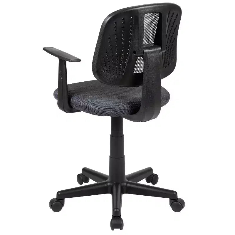 Fauteuil de bureau pivotant noir/gris/blanc en maille mi-dossier avec accoudoirs fixes, pour 1 personne
