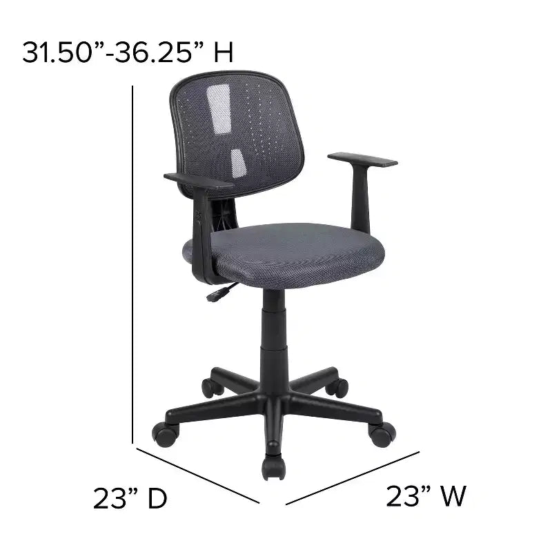 Fauteuil de bureau pivotant noir/gris/blanc en maille mi-dossier avec accoudoirs fixes, pour 1 personne