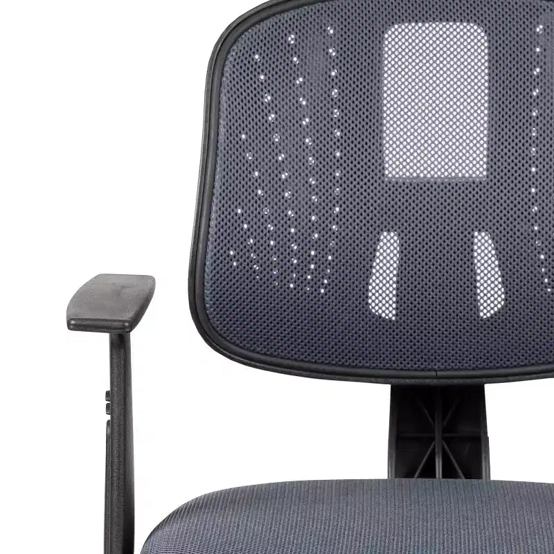 Fauteuil de bureau pivotant noir/gris/blanc en maille mi-dossier avec accoudoirs fixes, pour 1 personne