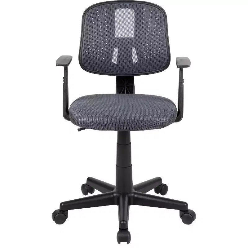 Fauteuil de bureau pivotant noir/gris/blanc en maille mi-dossier avec accoudoirs fixes, pour 1 personne