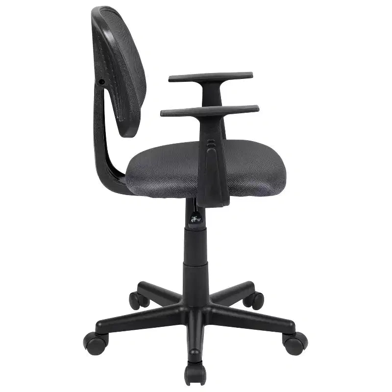Fauteuil de bureau pivotant noir/gris/blanc en maille mi-dossier avec accoudoirs fixes, pour 1 personne