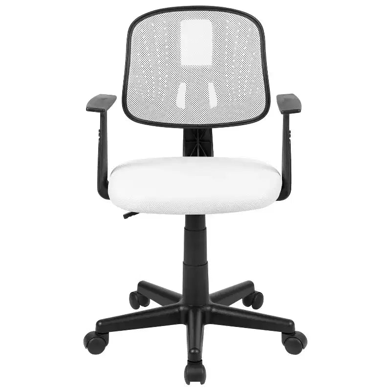 Fauteuil de bureau pivotant noir/gris/blanc en maille mi-dossier avec accoudoirs fixes, pour 1 personne